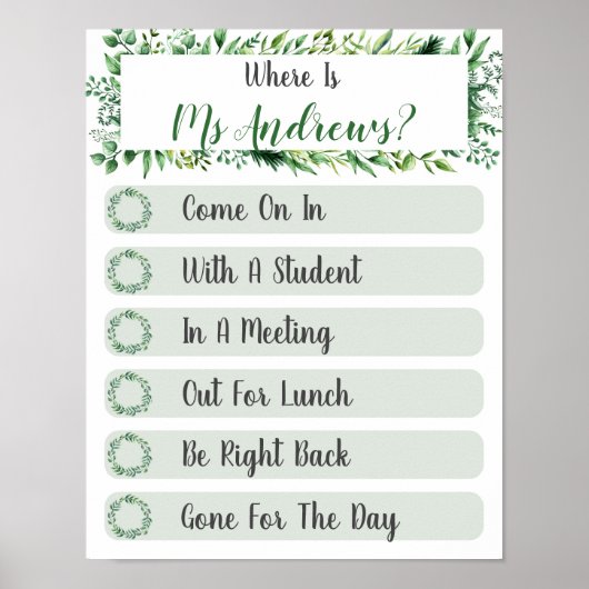 Wo befindet sich das Lehrerbüro? Poster (Vorne)