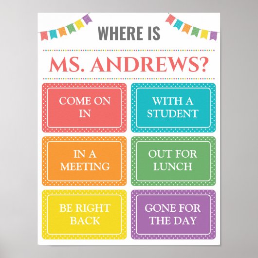 Wo befindet sich das Lehrerbüro? Poster (Vorne)
