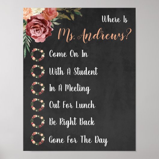 Wo befindet sich das Lehrerbüro? Poster (Vorne)