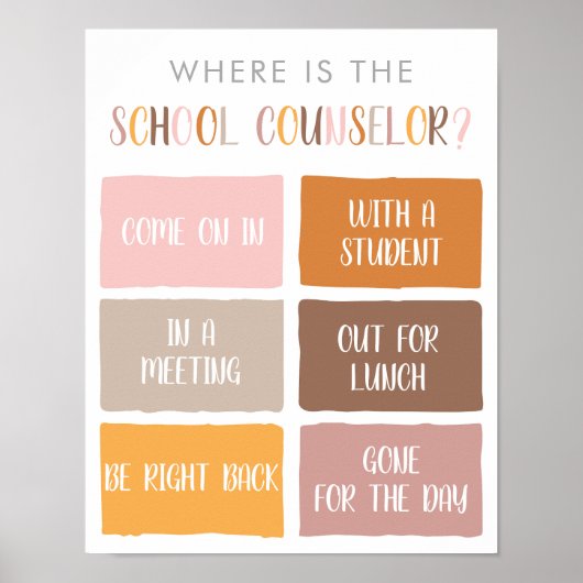 Wo befindet sich das Türschild des Beraterbüros? Poster (Vorne)