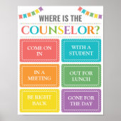 Wo befindet sich das Türschild des Beraterbüros? Poster (Vorne)