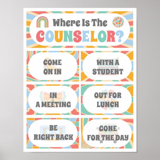 Wo befindet sich das Türschild des Beraterbüros? Poster (Vorne)