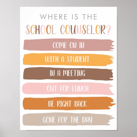 Wo befindet sich das Türschild des Beraterbüros? Poster (Vorne)