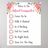 Wo befindet sich das Türschild des Beraterbüros? Poster (Vorne)