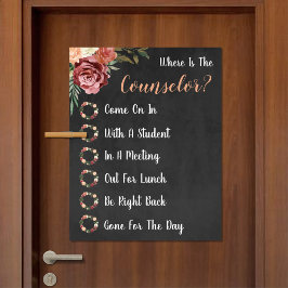 Wo befindet sich das Türschild des Beraterbüros? Poster