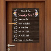 Wo befindet sich das Türschild des Beraterbüros? Poster