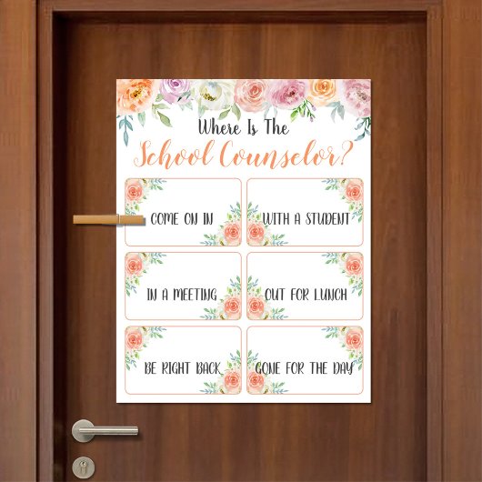 Wo befindet sich das Türschild des Beraterbüros? Poster