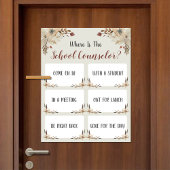 Wo befindet sich das Türschild des Beraterbüros? Poster