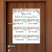 Wo befindet sich das Türschild des Beraterbüros? Poster