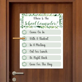 Wo befindet sich das Türschild des Beraterbüros? Poster