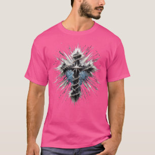 Wo Christian Cross Punk-Art abgenutzte Dornenkrone T-Shirt