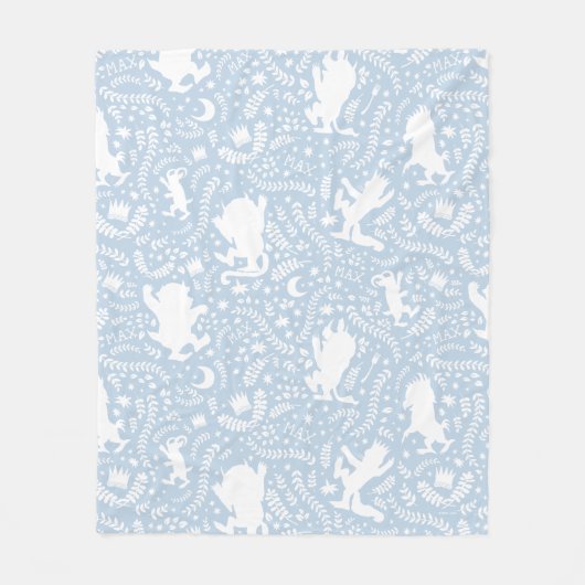 Wo das Muster der wilden Dinge blauer Flora ist Fleecedecke (Vorderseite)