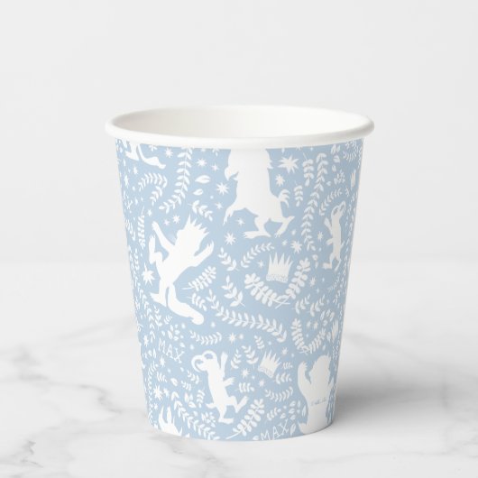 Wo das Muster der wilden Dinge blauer Flora ist Pappbecher (Rückseite)