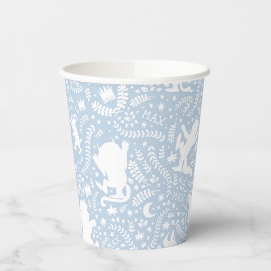 Wo das Muster der wilden Dinge blauer Flora ist Pappbecher (Links)