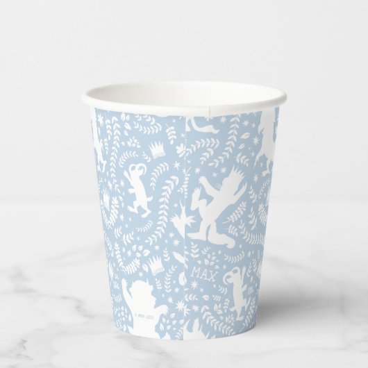 Wo das Muster der wilden Dinge blauer Flora ist Pappbecher (Rechts)