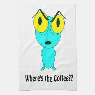 Wo der Kaffee ist, alien-Cartoon Küchentuch