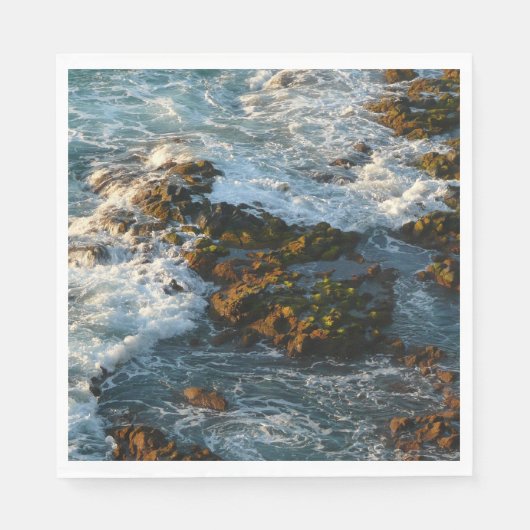 Wo der Ozean auf die Felsen trifft Serviette (Vorderseite)