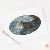 Wo der Ozean die Felsen trifft Ovaler Aufkleber (Umschlag)