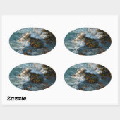 Wo der Ozean die Felsen trifft Ovaler Aufkleber (Blatt)