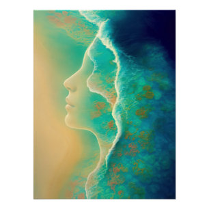 "Wo der Ozean zum Gedächtnis wird" - Blau grün Poster