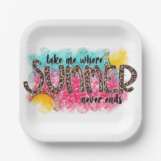 Wo der Sommer nie die Papierplatte beendet Pappteller (Vorderseite)