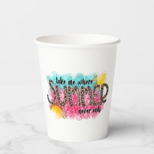 Wo der Sommer noch nie die Papiertasse beendet Pappbecher (Rückseite)