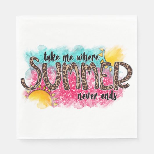 Wo der Sommer Papier Napkin nie endet Serviette (Vorderseite)