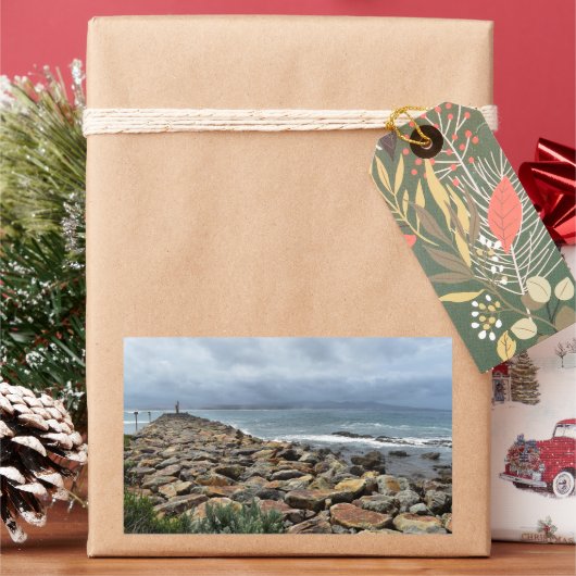 Wo die Felsen das Meer treffen - Ausgangspunkt Rechteckiger Aufkleber (Feiertag)