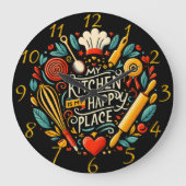 Wo die Küche ist mein Glück Große Wanduhr (Vorderseite)