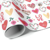 Wo die Liebe Personalisierte Fotos und Text wächst Geschenkpapier (Rolleneckpunkt)