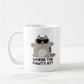 Wo die Pawty im sonnigen Party Cat Puff Kaffeetasse (Links)