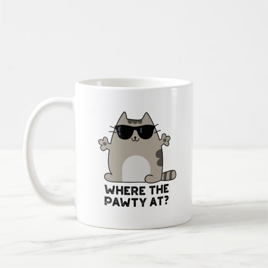 Wo die Pawty im sonnigen Party Cat Puff Kaffeetasse (Links)