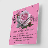 WO DIE ROSE NIE FEHLEN QUADRATISCHE WANDUHR (Winkel)