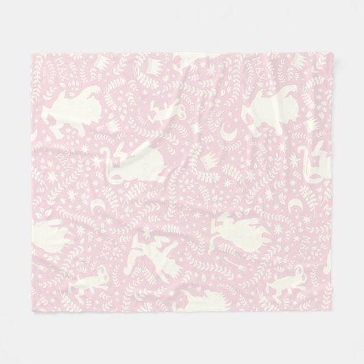 Wo die wilden Dinge rosa Blumenmuster sind Fleecedecke (Vorderseite (Horizontal))