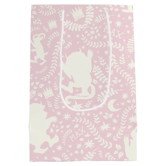 Wo die wilden Dinge rosa Blumenmuster sind Mittlere Geschenktüte (Rückseite)