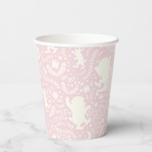 Wo die wilden Dinge rosa Blumenmuster sind Pappbecher (Rückseite)
