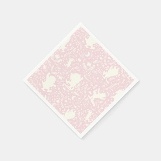 Wo die wilden Dinge rosa Blumenmuster sind Serviette (Ecke)