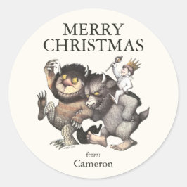 Wo die wilden Dinge sind | Frohe Weihnachten Runder Aufkleber