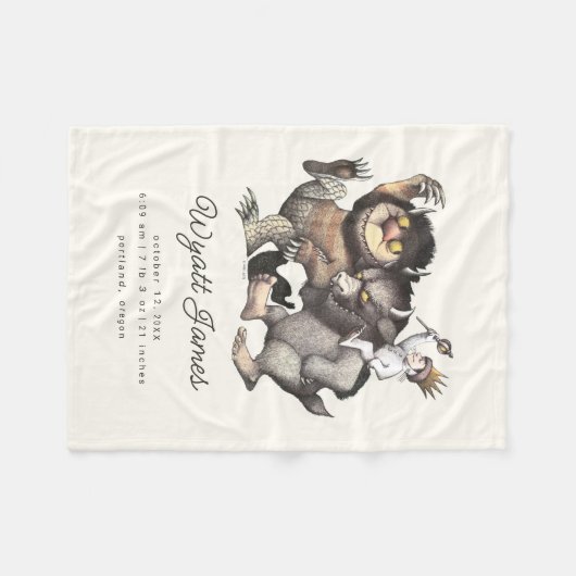 Wo die wilden Dinge sind | Geburtsstunde Fleecedecke (Vorderseite (Horizontal))