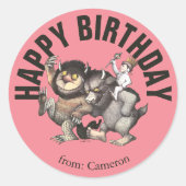 Wo die wilden Dinge sind | Happy Birthday Runder Aufkleber (Vorderseite)