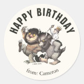 Wo die wilden Dinge sind | Happy Birthday Runder Aufkleber (Vorderseite)