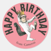 Wo die wilden Dinge sind | Happy Birthday Runder Aufkleber (Vorderseite)