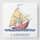 Wo die wilden Dinge sind | Max Sailing Quadratische Wanduhr (Vorderseite)