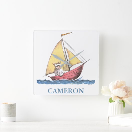 Wo die wilden Dinge sind | Max Sailing Quadratische Wanduhr (Zuhause)