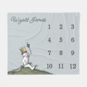 Wo die wilden Dinge sind monatliche Meilensteine B Fleecedecke (Vorderseite (Horizontal))