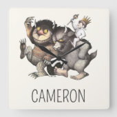 Wo die wilden Dinge sind | Name hinzufügen Quadratische Wanduhr (Vorderseite)