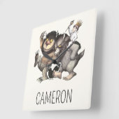 Wo die wilden Dinge sind | Name hinzufügen Quadratische Wanduhr (Winkel)