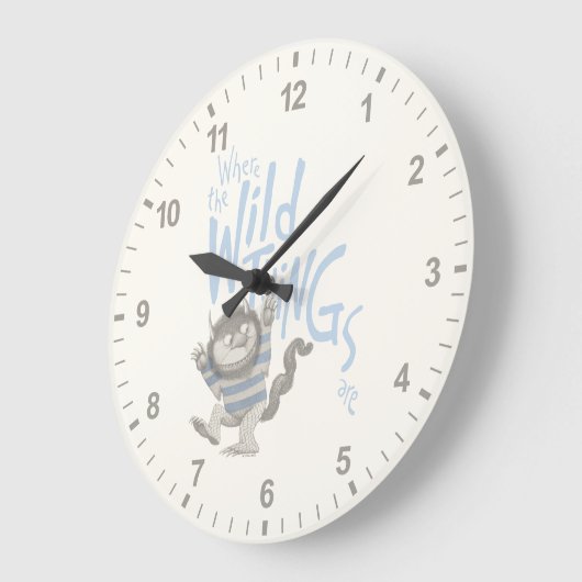 Wo die wilden Dinge zitiert werden - blau Große Wanduhr (Winkel)