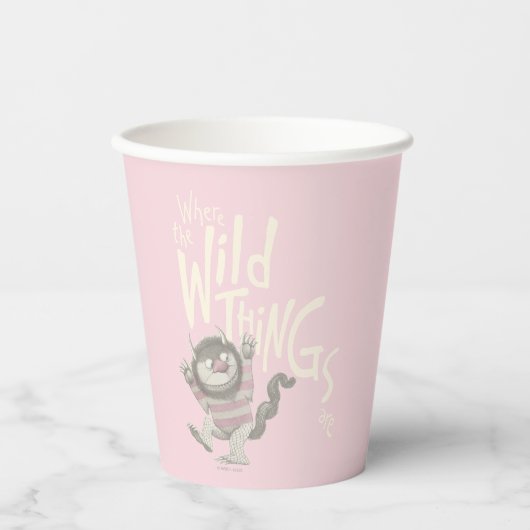 Wo die wilden Dinge zitiert werden - rosa Pappbecher (Vorderseite)