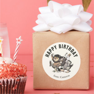 Wo die wilden Kerle wohnen   Alles Gute zum Geburt Runder Aufkleber